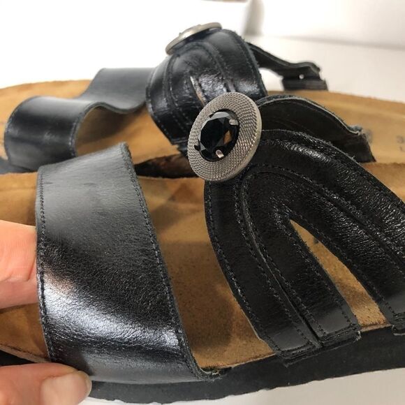 NAOT Black Leather Jewel Sandals - Picture 3 of 8